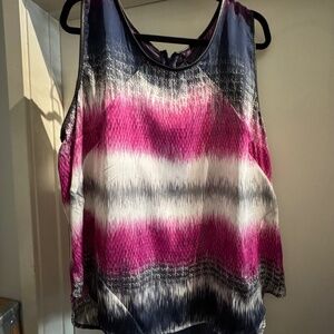 NWT Kenneth Cole NY 3X Plus Size Sleeveless Blouse Magenta, Navy, Gray